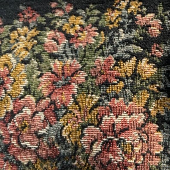 VTG. Early-Mid Century PETIT POINT EVENING BAG/CLUTCH Black/Florals, Gold Metal - Picture 5 of 7